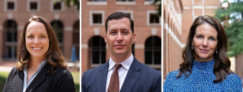 Collage of three new faculty members.
