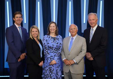 The 2025 Alumni Award winners (minus McColl) pose with Dean Mary Margaret Frank.