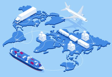 An illustration of a global logistics network.