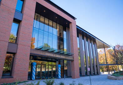 The front entrance of Bell Hall on grand opening day.
