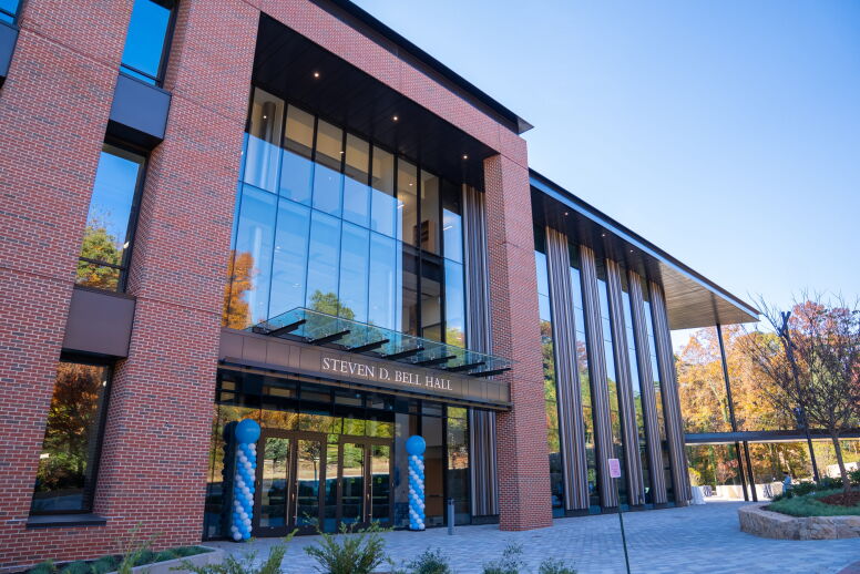 The front entrance of Bell Hall on grand opening day.