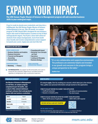 Flyer for the MS in Management program