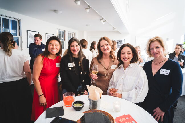 five alumnae at Bay Area reception