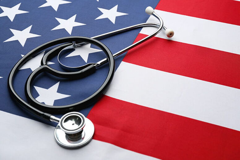 US Flag and stethoscope