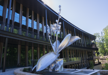 “The Orchid (And The I-Beam)” by Ben Leone outside of Bell Hall