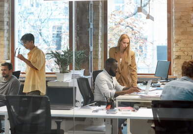 Startup employees working