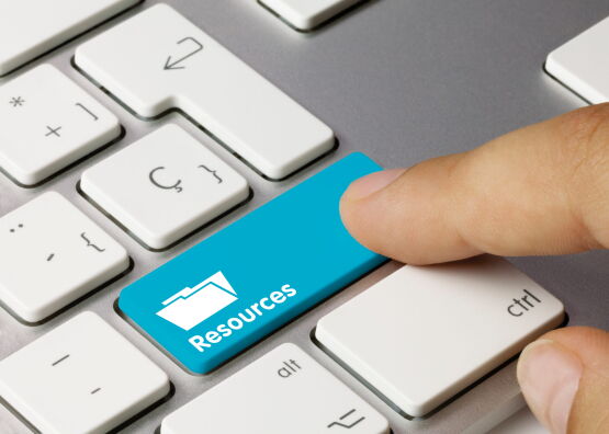 Finger touching resources button