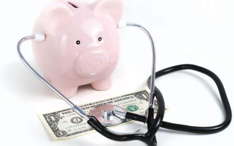 Piggy bank, stethoscope