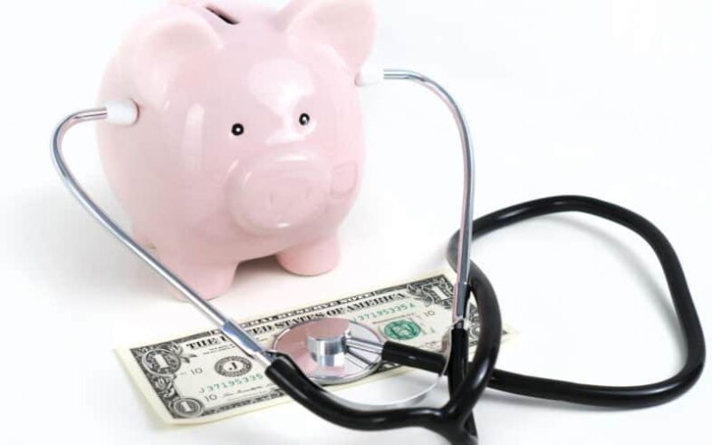 Piggy bank, stethoscope