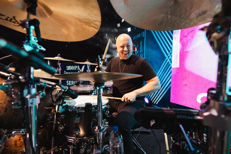 Chris Marquart (MAC '24) plays the drums.