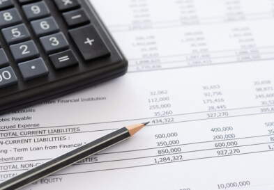 spreadsheet, calculator, pencil