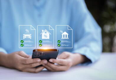 Person using smartphone with digital loan comparison